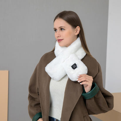 Homosolace(Exclusively 2 𝗬𝗲𝗮𝗿𝘀 Warranty Electric Heated Scarf with Heating, USB Charging, Soft Plush Material, 3-Temperature Control, Lightweight Design for Winter Warmth & Neck Pain Relief