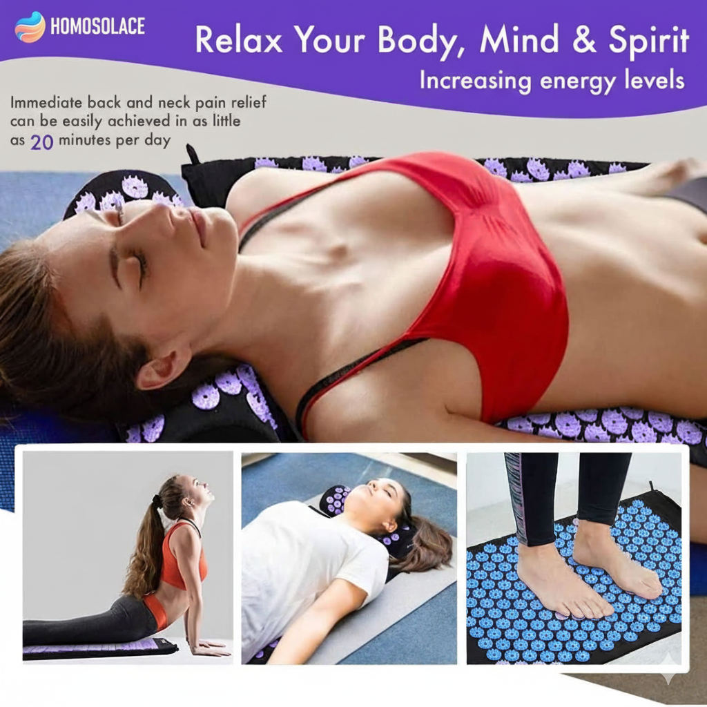 homosolace Acupressure mat Relaxation Set + Pillow + free gift