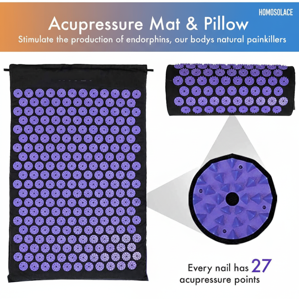 homosolace Acupressure mat Relaxation Set + Pillow + free gift
